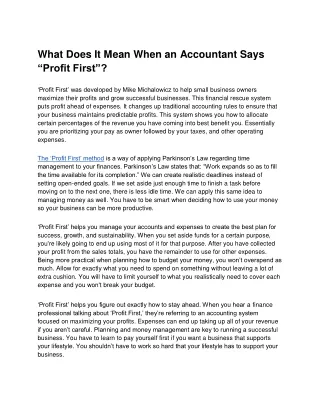 what does it mean when an accountant says profit