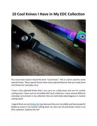 10 Cool Knives I Have in My EDC Collection