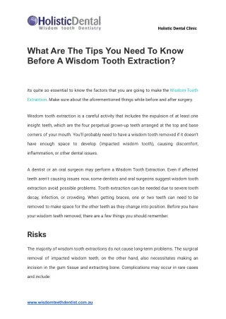 What Are The Tips You Need To Know Before A Wisdom Tooth Extraction.