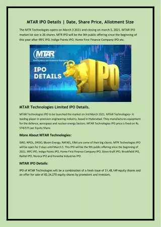 MTAR IPO Details