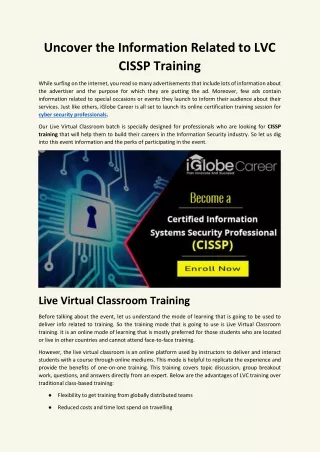 uncover the information related to lvc cissp