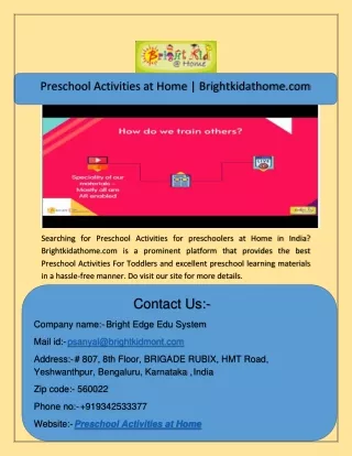 Preschool Activities at Home  Brightkidathome.com