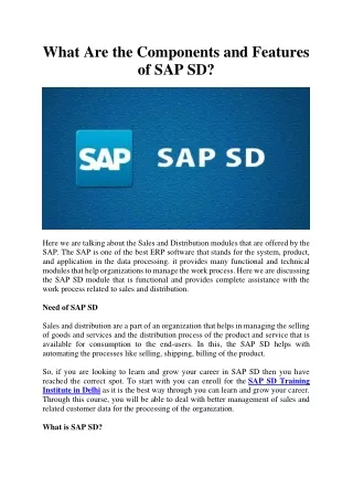 what are the components and features of sap sd