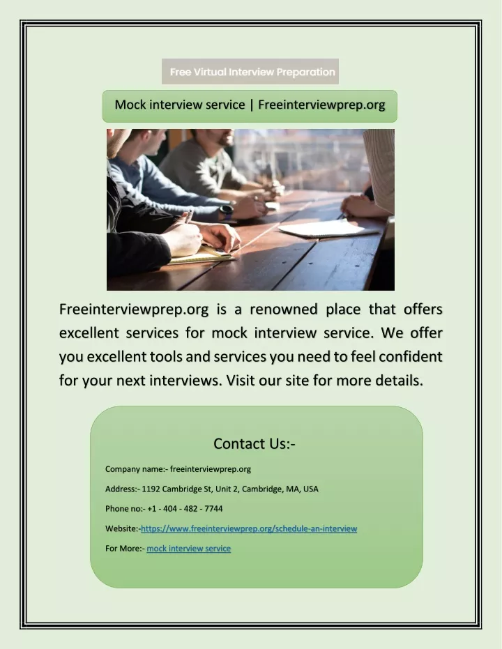 mock interview service freeinterviewprep org