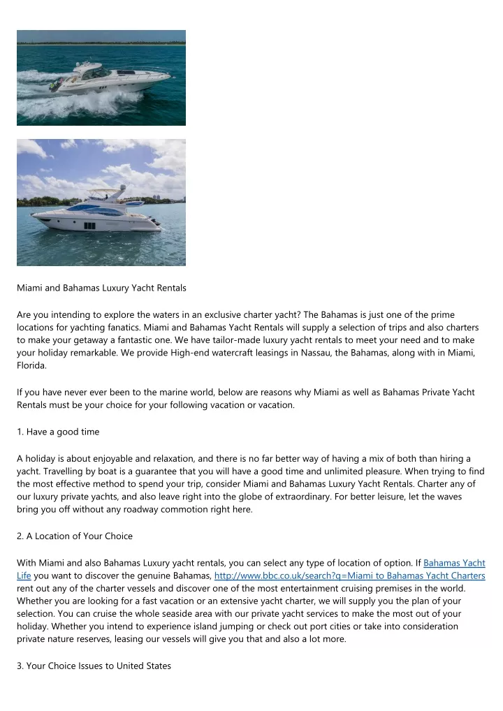 miami and bahamas luxury yacht rentals