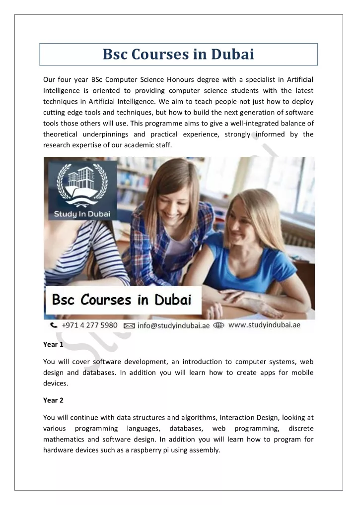 bsc courses in dubai