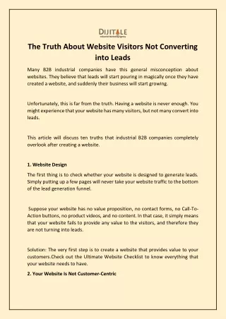 The Truth About Website Visitors Not Converting into Leads