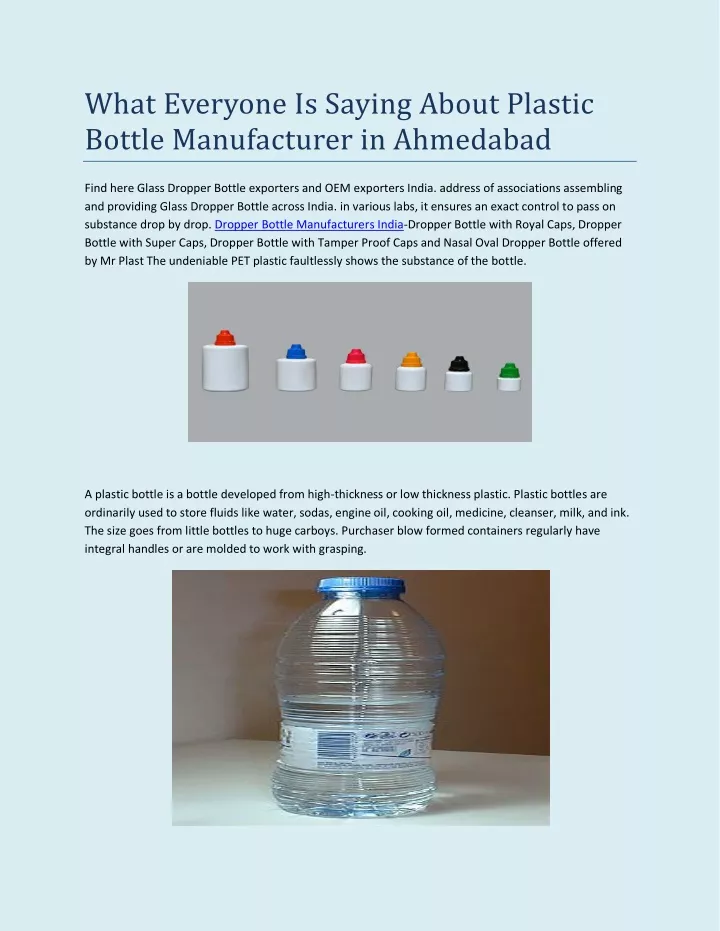 what everyone is saying about plastic bottle