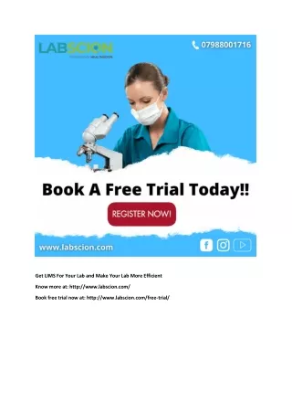 get lims for your lab and make your lab more