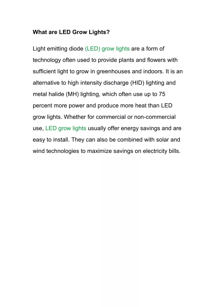 what are led grow lights