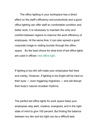 the office lighting in your workspace has a direct