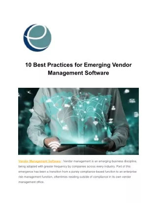 10 Best Practices for Emerging Vendor Management Software