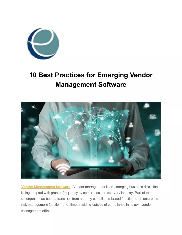 10 best practices for emerging vendor management