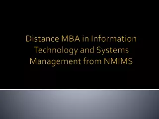 Distance MBA in Information Technology and Systems Management