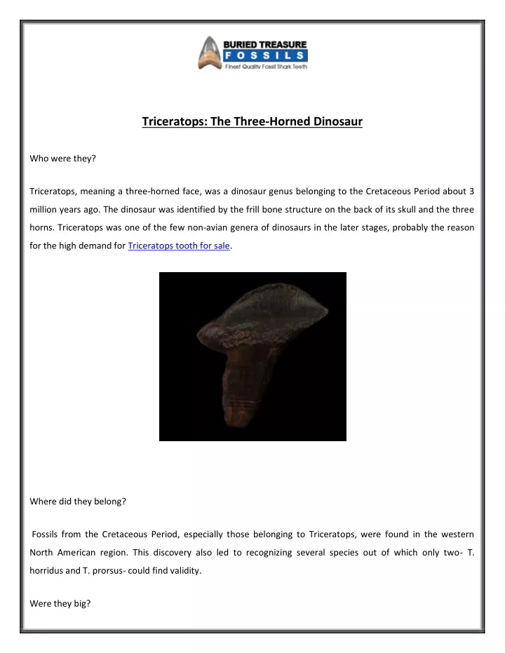 PPT - Triceratops The Three-Horned Dinosaur PowerPoint Presentation ...