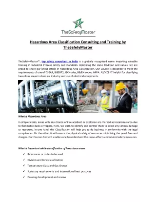 Hazardous Area Classification Consulting and Training by TheSafetyMaster