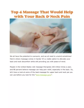 Best massage for upper back and neck pain