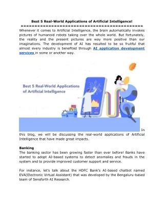best 5 real world applications of artificial