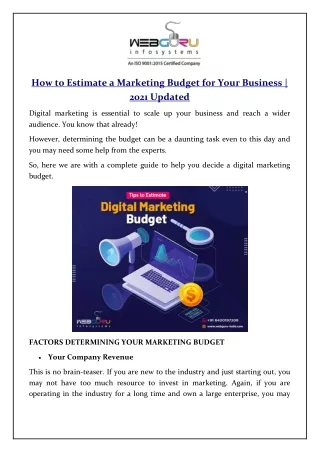 how to estimate a marketing budget for your