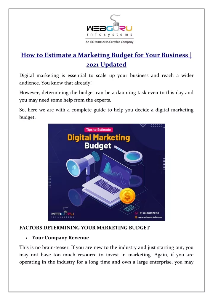 PPT - How to Estimate a Marketing Budget for Your Business | 2021 ...