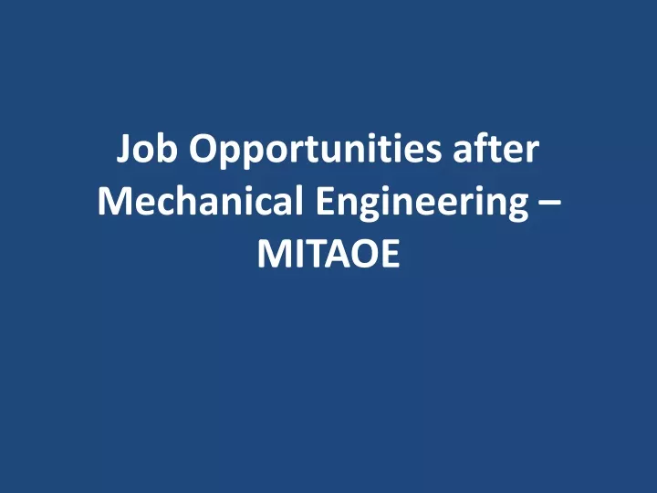 job opportunities after mechanical engineering