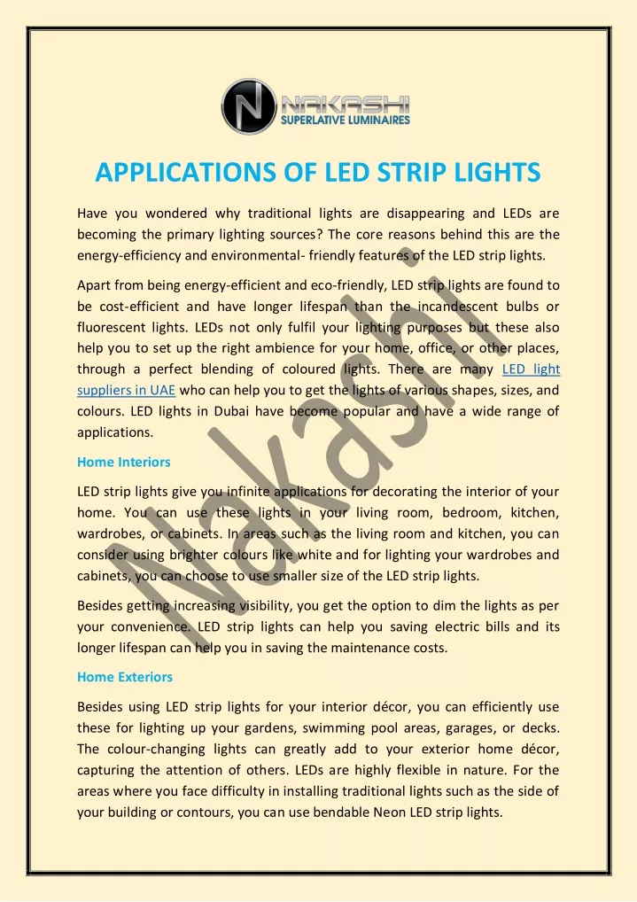 applications of led strip lights