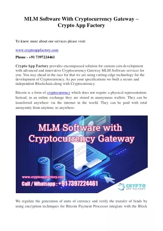mlm software with cryptocurrency gateway crypto