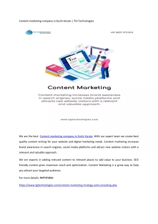 Content marketing company in Kochi Kerala |TGI Technologies
