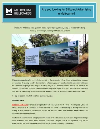 Billboard Advertising in Melbourne