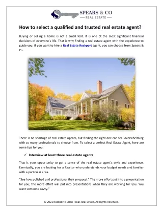 How to select a qualified and trusted real estate agent