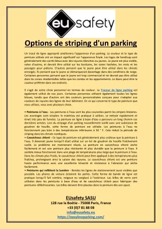 Options de striping d'un parking