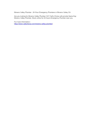 moreno valley plumber 24 hour emergency plumbers