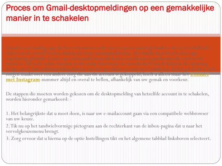 proces om gmail desktopmeldingen op een gemakkelijke manier in te schakelen