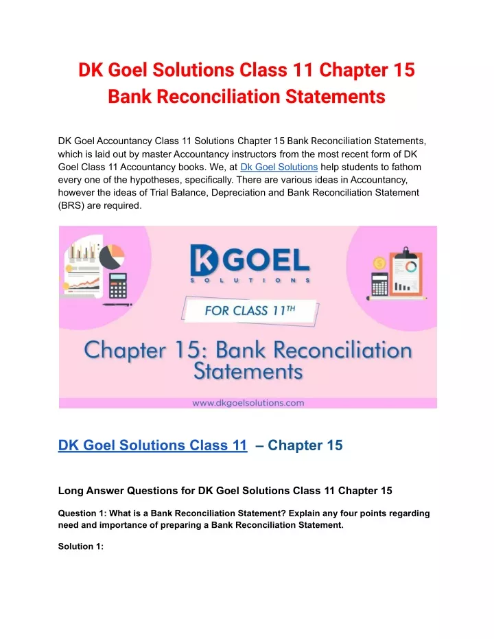 dk goel solutions class 11 chapter 15 bank