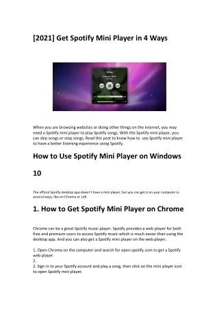[2021] Get Spotify Mini Player in 4 Ways