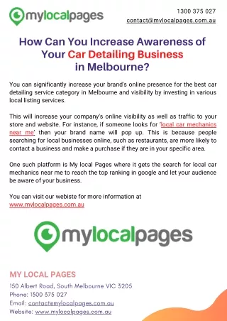 How Can you increase awareness of your car detailing business in Melbourne