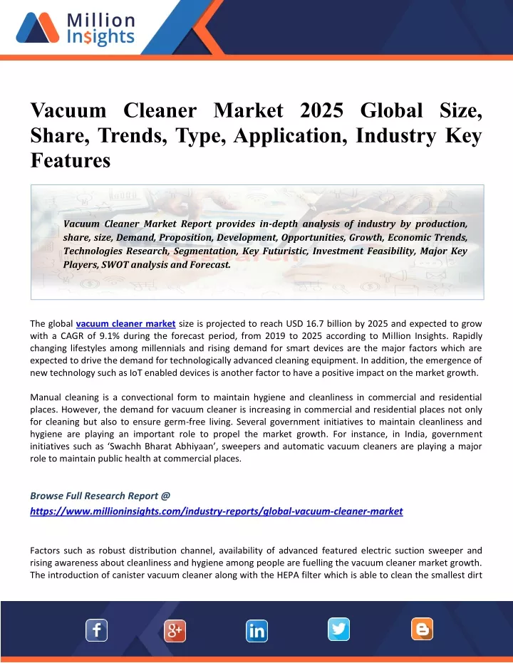 PPT Vacuum Cleaner Market 2025 Applications, Share, Growth, Size and