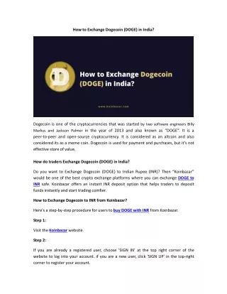 how to exchange dogecoin doge in india