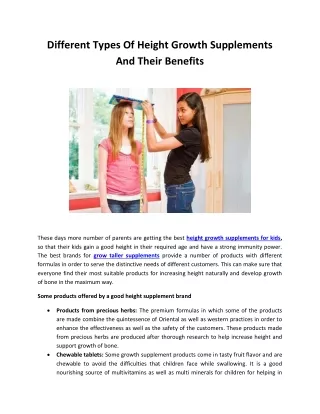 different types of height growth supplements