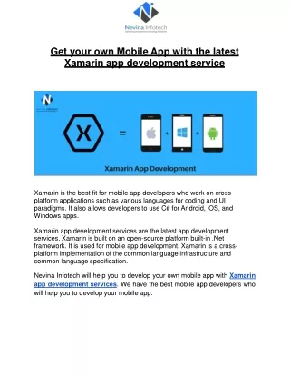 get your own mobile app with the latest xamarin