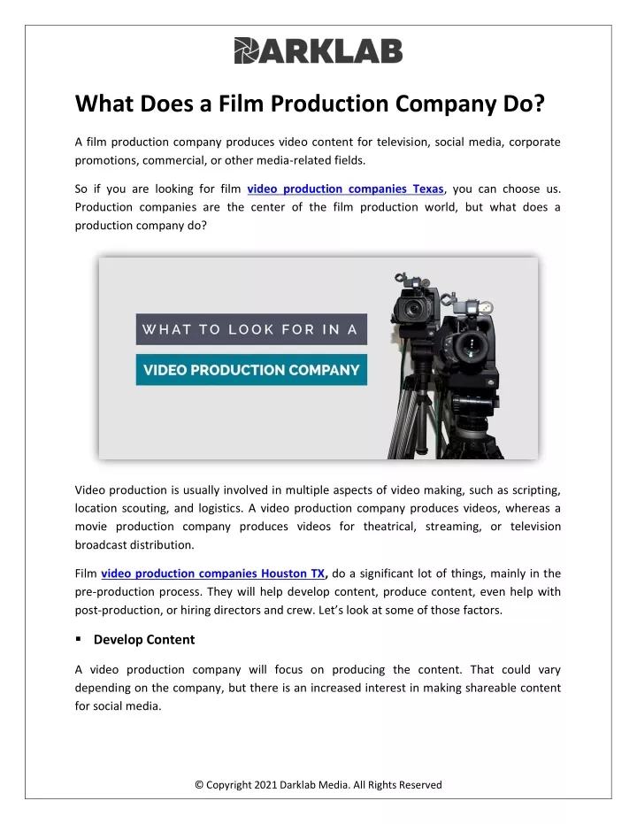 what does a film production company do