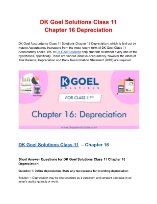 dk goel solutions class 11 chapter 16 depreciation