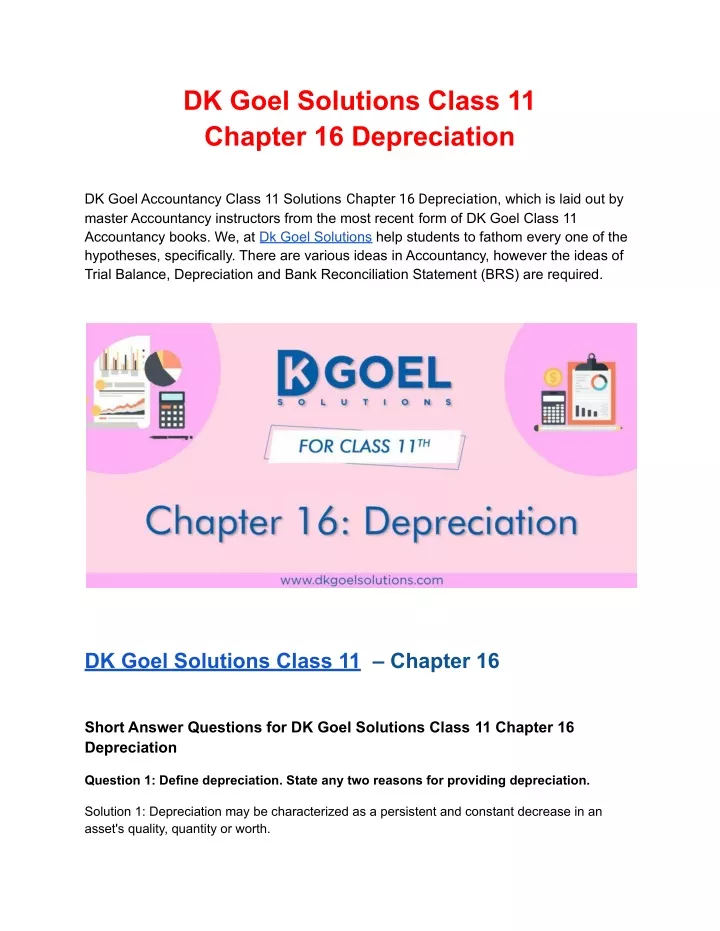 dk goel solutions class 11 chapter 16 depreciation