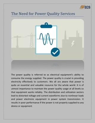 the need for power quality services