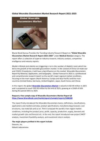 global wearable glucometers market research