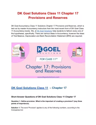 dk goel solutions class 11 chapter 17 provisions