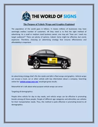 the purpose of vehicle wraps and graphics