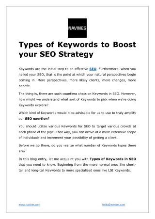 Types of Keywords to Boost your