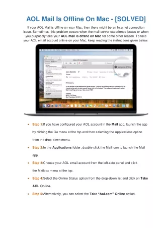 aol mail is offline on mac solved