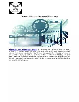 Corporate Film Production House-Wisdomcinerts